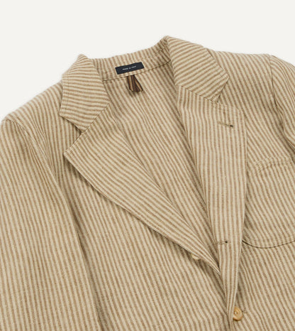 Drake's Brown and Ecru Stripe Oxford Linen Games Blazer Mk. IV
