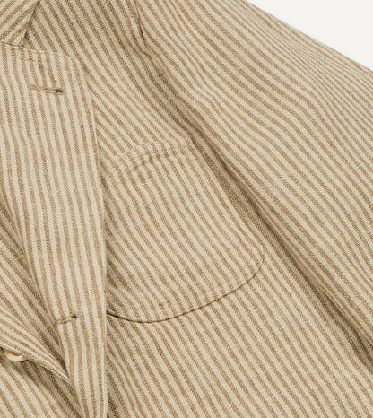 Drake's Brown and Ecru Stripe Oxford Linen Games Blazer Mk. IV