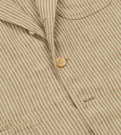 Drake's Brown and Ecru Stripe Oxford Linen Games Blazer Mk. IV