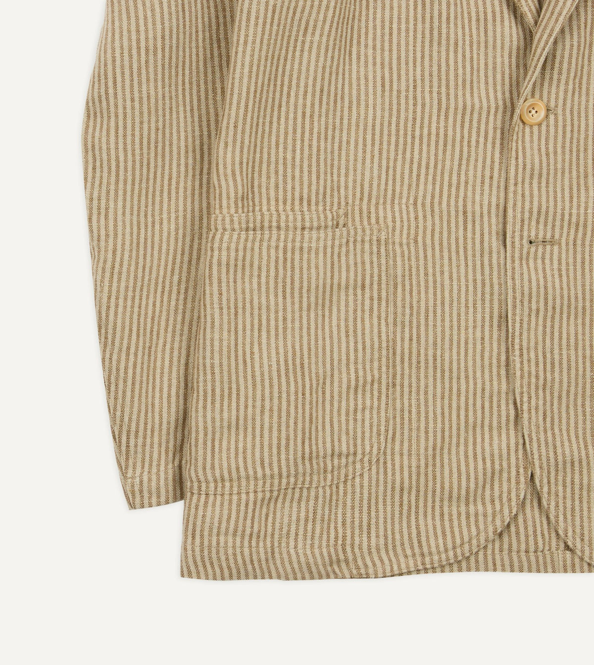 Drake's Brown and Ecru Stripe Oxford Linen Games Blazer Mk. IV