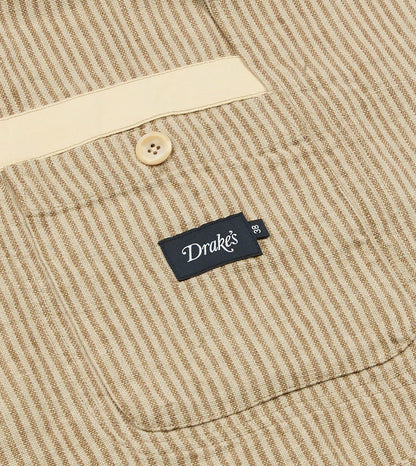 Drake's Brown and Ecru Stripe Oxford Linen Games Blazer Mk. IV
