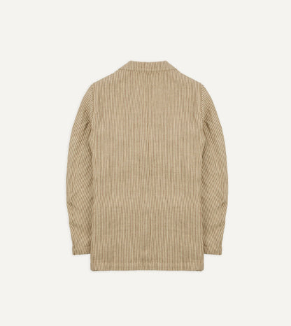 Drake's Brown and Ecru Stripe Oxford Linen Games Blazer Mk. IV