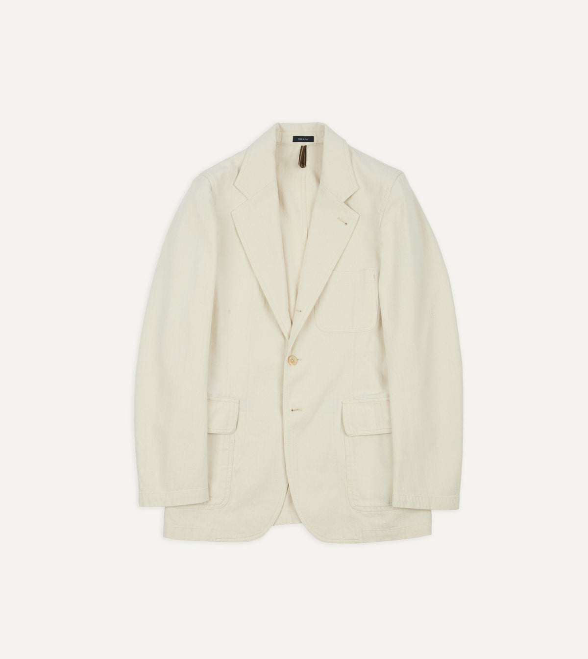 Drake's Ecru Herringbone Twill Cotton Games Blazer Mk. I