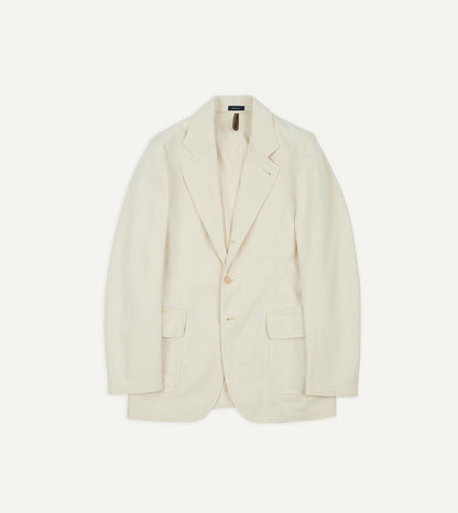 Drake's Ecru Herringbone Twill Cotton Games Blazer Mk. I