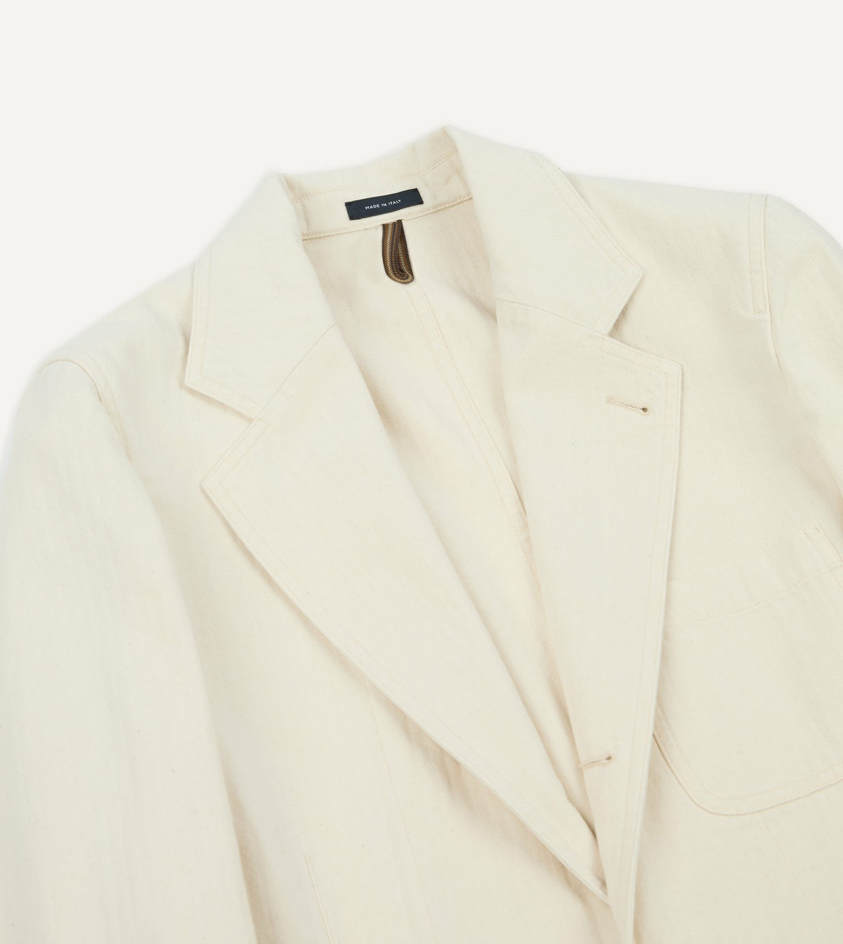 Drake's Ecru Herringbone Twill Cotton Games Blazer Mk. I