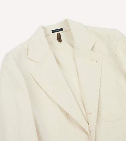 Drake's Ecru Herringbone Twill Cotton Games Blazer Mk. I