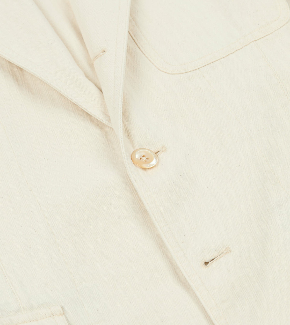 Drake's Ecru Herringbone Twill Cotton Games Blazer Mk. I
