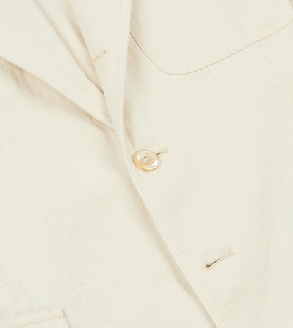 Drake's Ecru Herringbone Twill Cotton Games Blazer Mk. I
