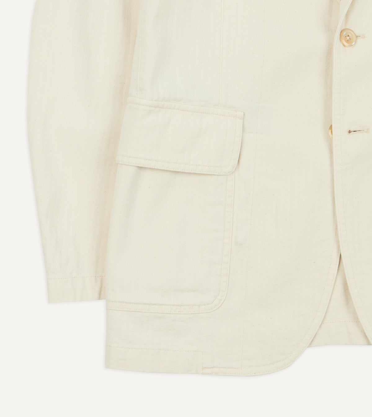 Drake's Ecru Herringbone Twill Cotton Games Blazer Mk. I