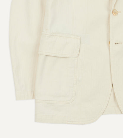 Drake's Ecru Herringbone Twill Cotton Games Blazer Mk. I