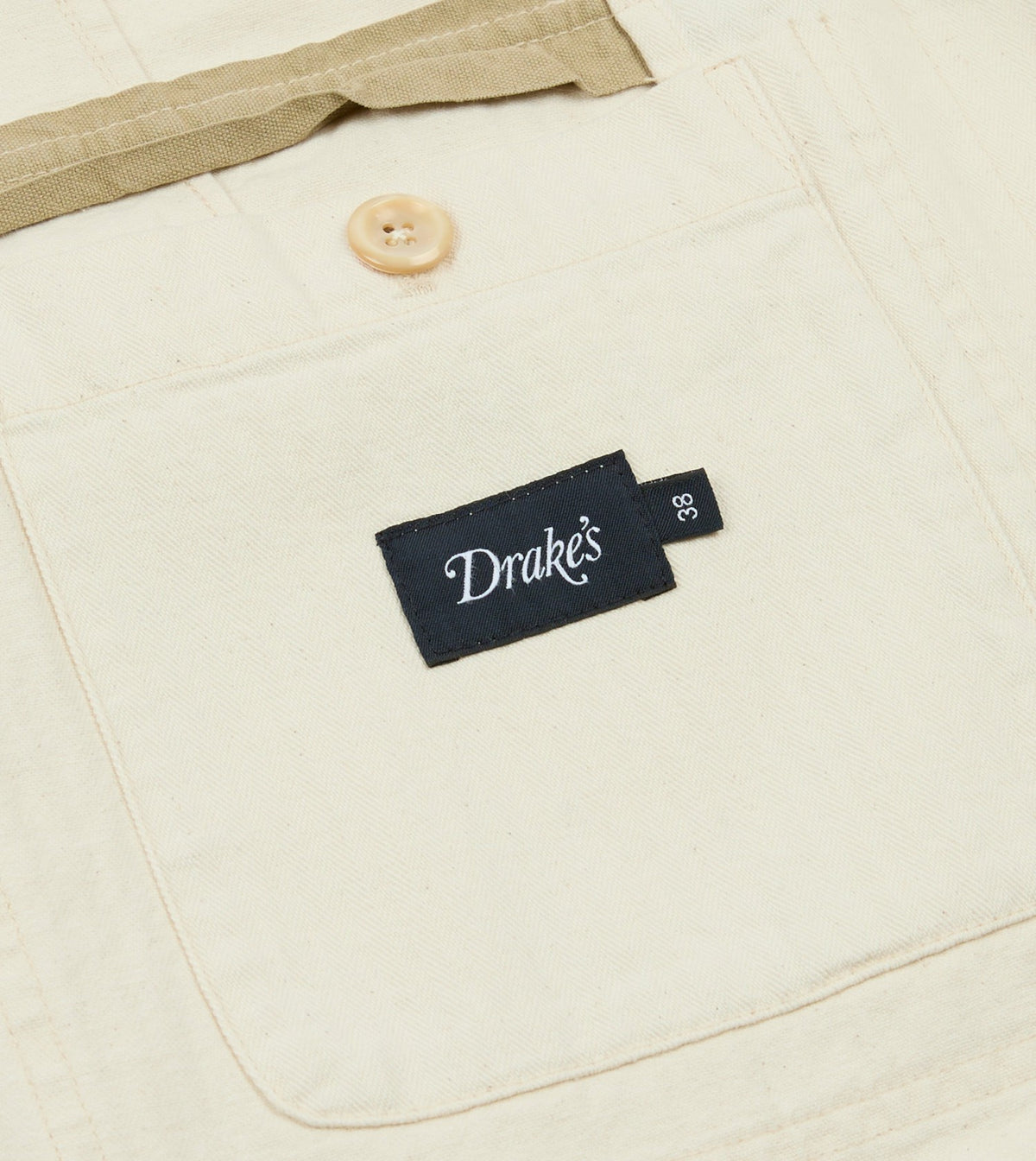 Drake's Ecru Herringbone Twill Cotton Games Blazer Mk. I