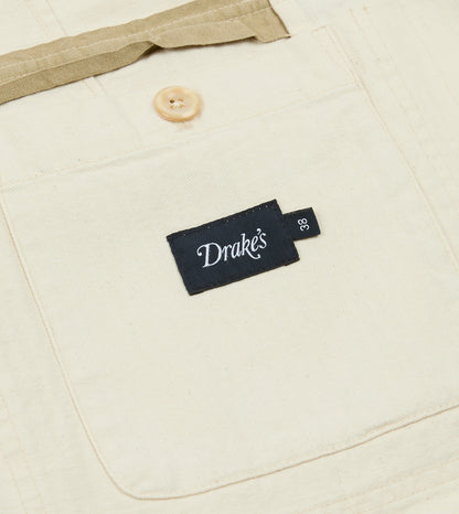 Drake's Ecru Herringbone Twill Cotton Games Blazer Mk. I