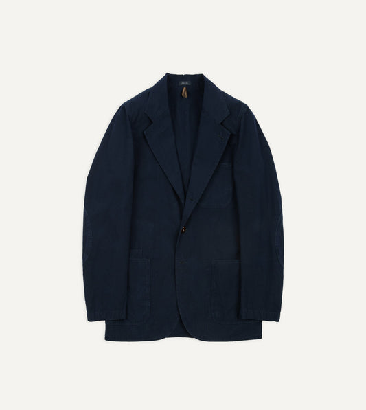 Drake's Navy Cotton-Linen Double Layer Games Blazer