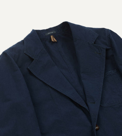 Drake's Navy Cotton-Linen Double Layer Games Blazer