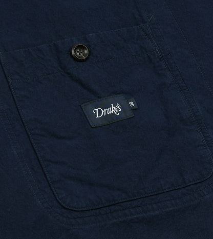 Drake's Navy Cotton-Linen Double Layer Games Blazer