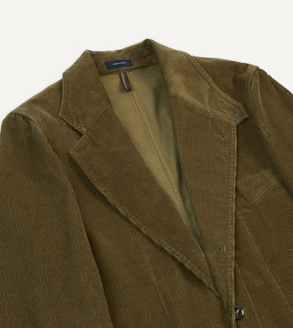 Drake's Olive Cotton Corduroy Field Games Blazer