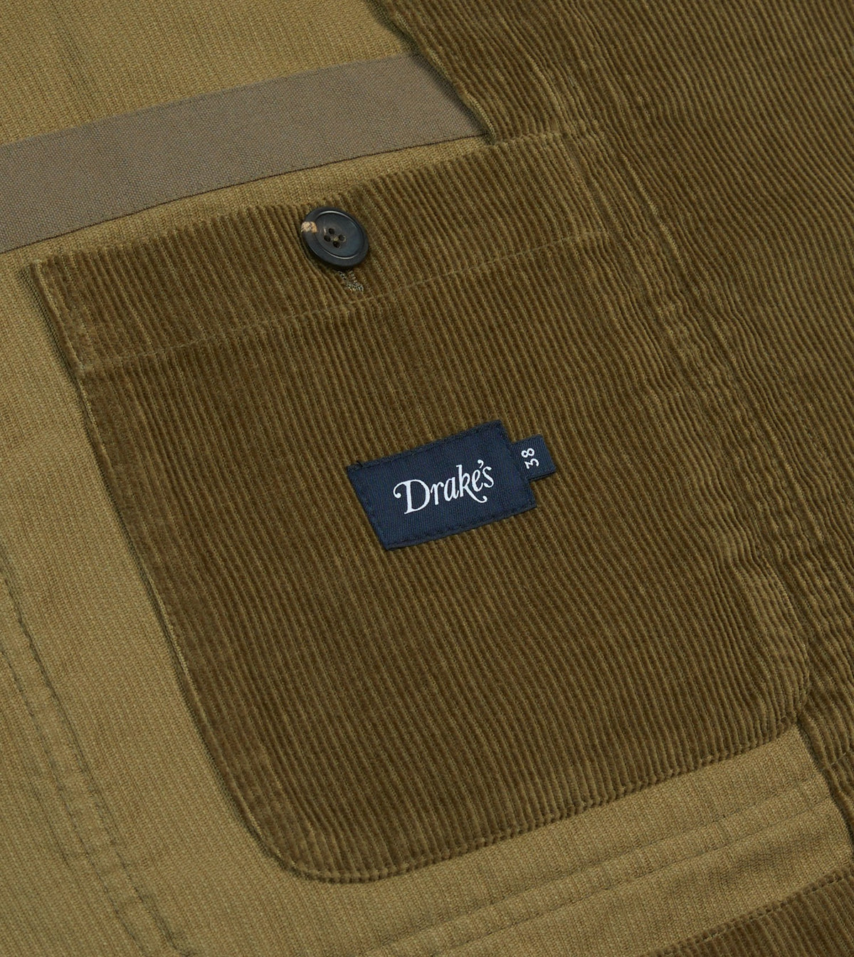 Drake's Olive Cotton Corduroy Field Games Blazer