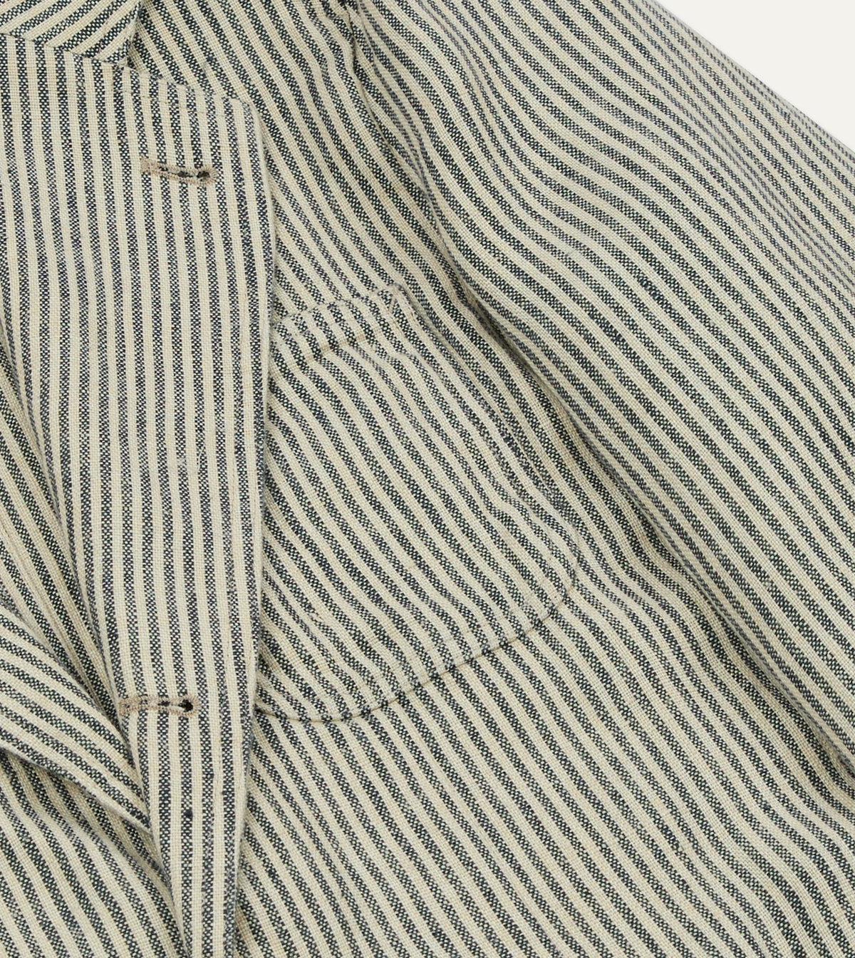Drake's Navy and Ecru Stripe Oxford Linen Games Blazer Mk. IV