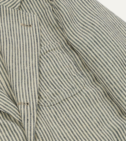 Drake's Navy and Ecru Stripe Oxford Linen Games Blazer Mk. IV