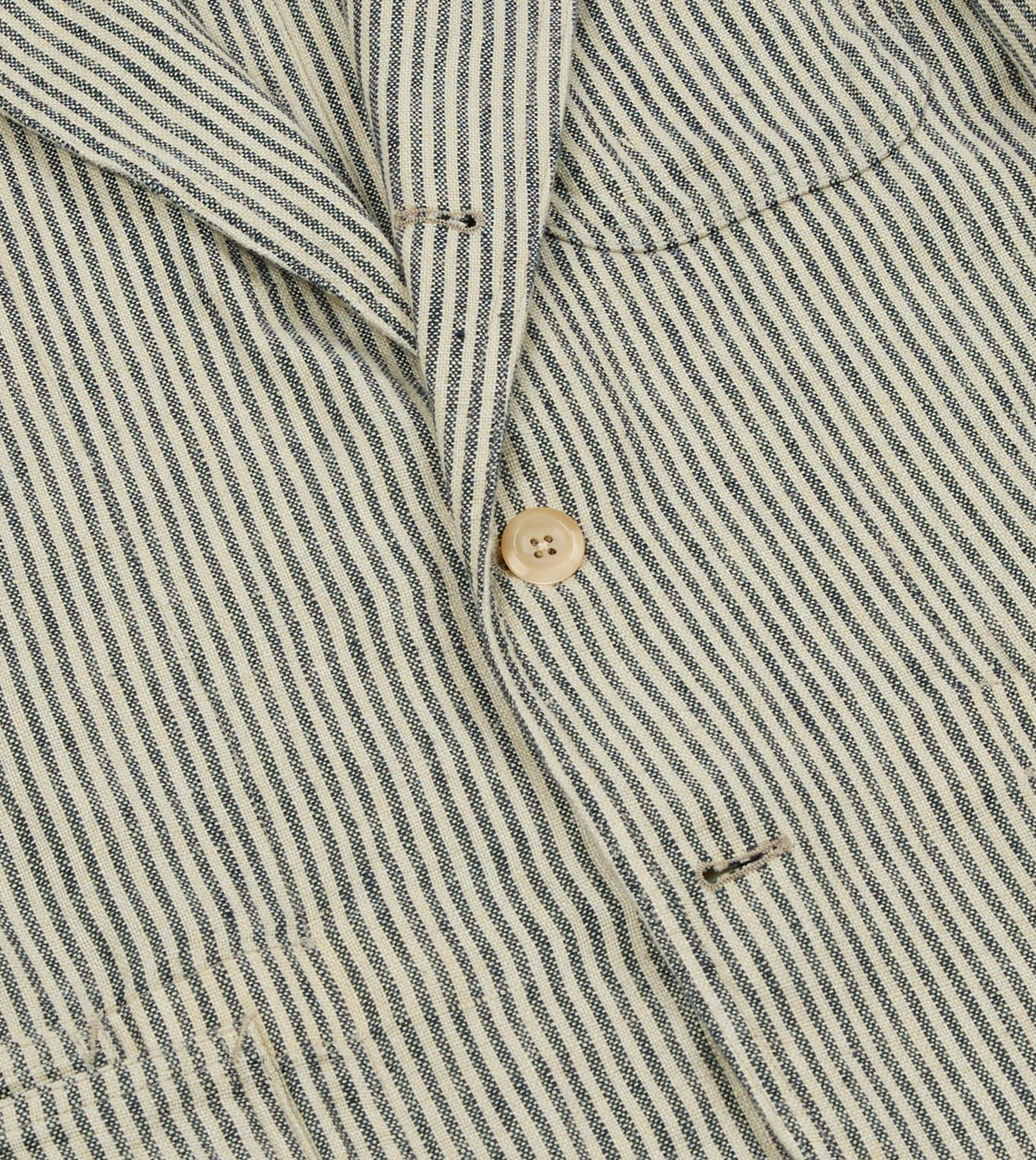 Drake's Navy and Ecru Stripe Oxford Linen Games Blazer Mk. IV