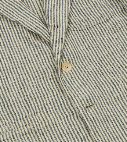 Drake's Navy and Ecru Stripe Oxford Linen Games Blazer Mk. IV