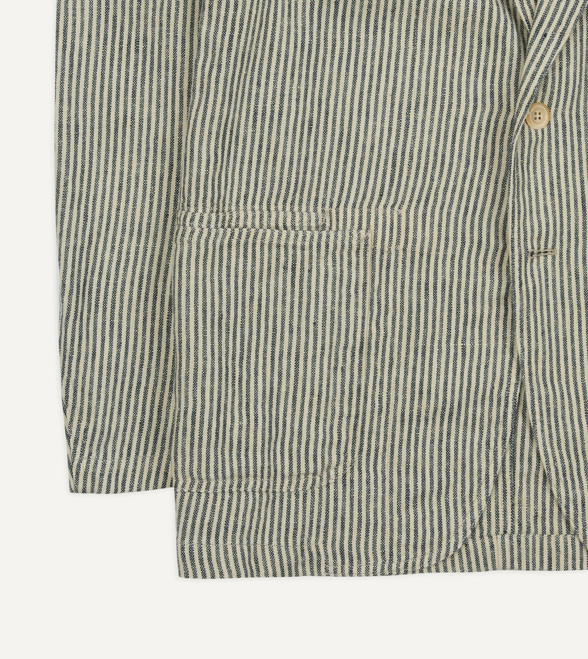 Drake's Navy and Ecru Stripe Oxford Linen Games Blazer Mk. IV