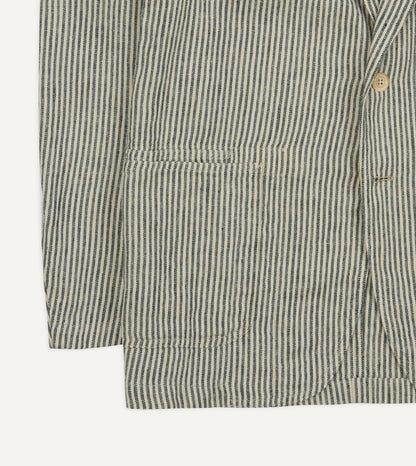Drake's Navy and Ecru Stripe Oxford Linen Games Blazer Mk. IV