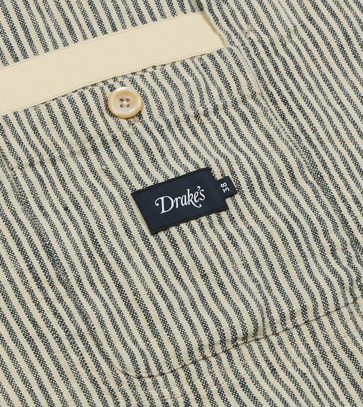Drake's Navy and Ecru Stripe Oxford Linen Games Blazer Mk. IV