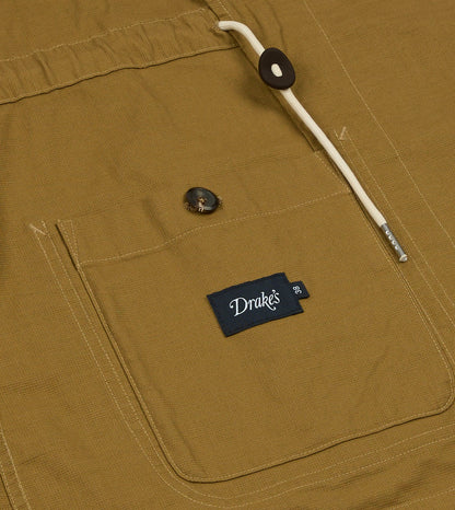 Drake's Olive Cotton Drawstring Games Blazer
