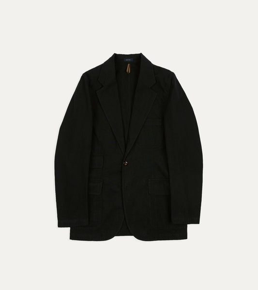 Drake's Drake's by A. Levine Black Cotton-Linen Games Blazer Mk. IV