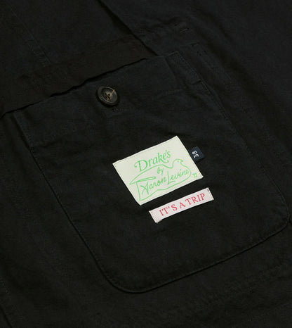 Drake's Drake's by A. Levine Black Cotton-Linen Games Blazer Mk. IV