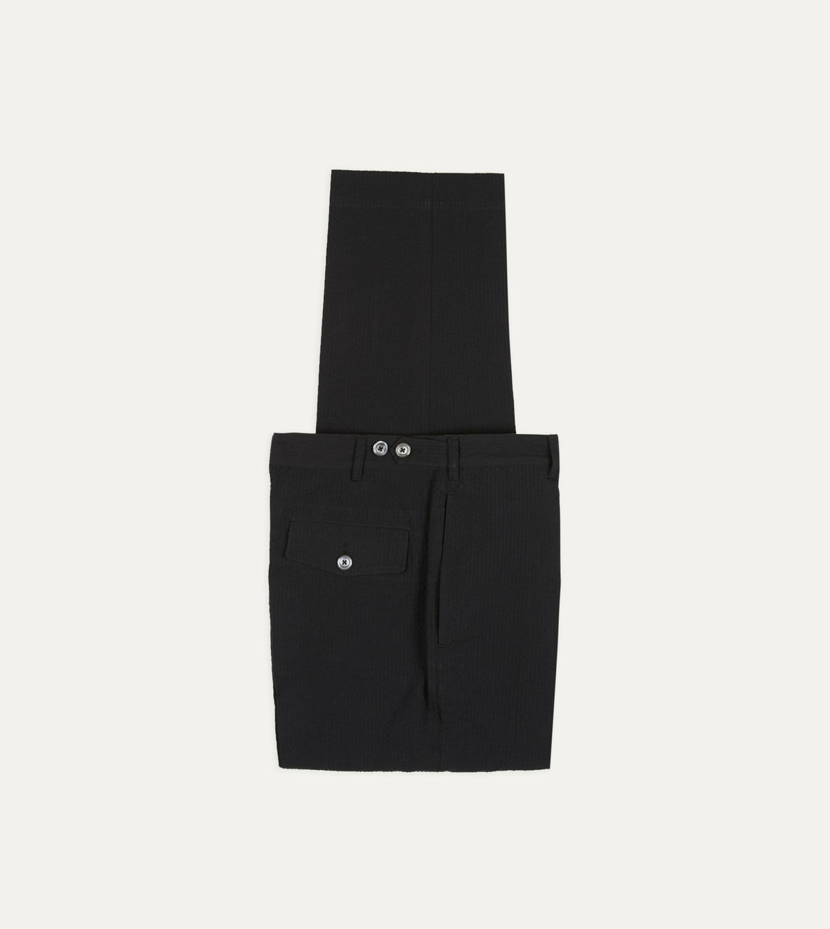 Drake's Black Seersucker Games Trousers