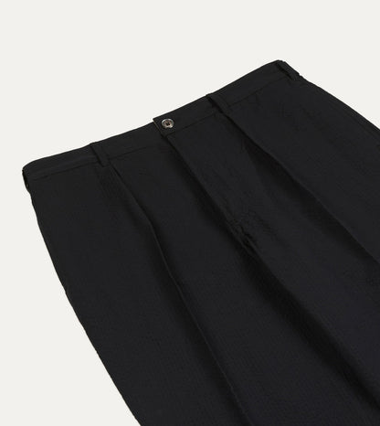 Drake's Black Seersucker Games Trousers