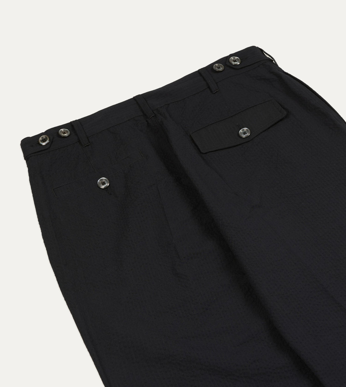 Drake's Black Seersucker Games Trousers