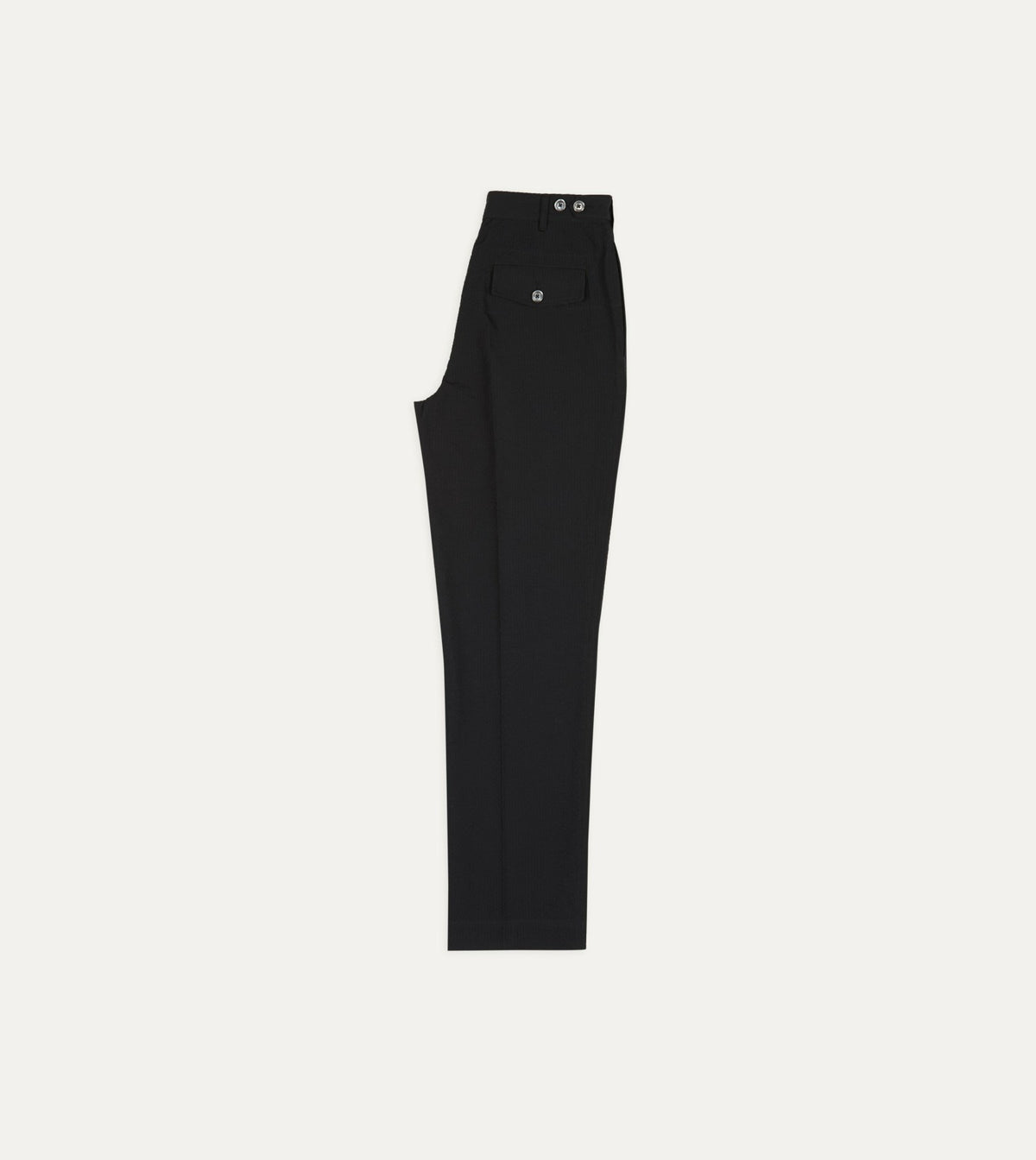 Drake's Black Seersucker Games Trousers