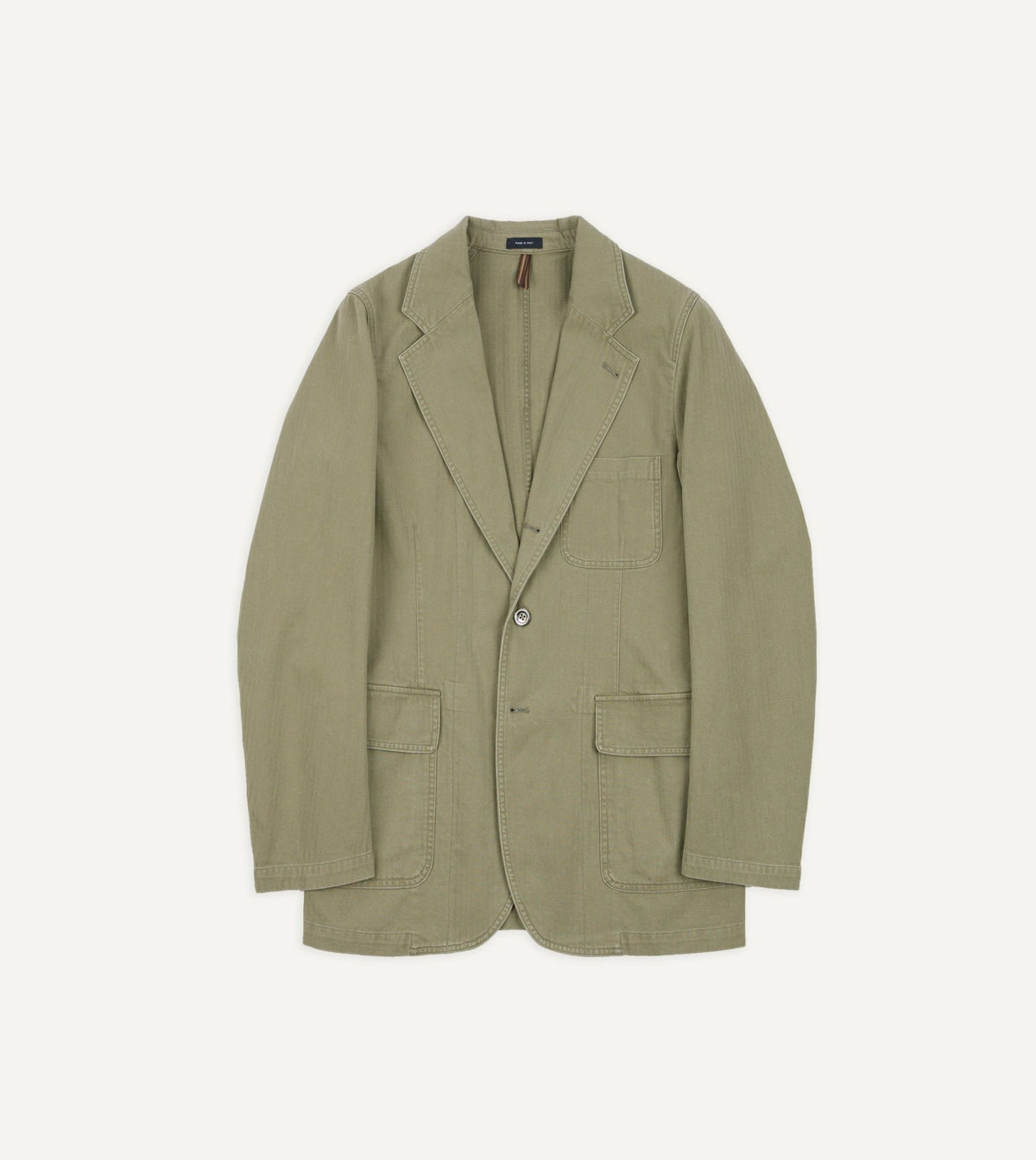 Drake's Olive Herringbone Twill Cotton Games Blazer Mk. I