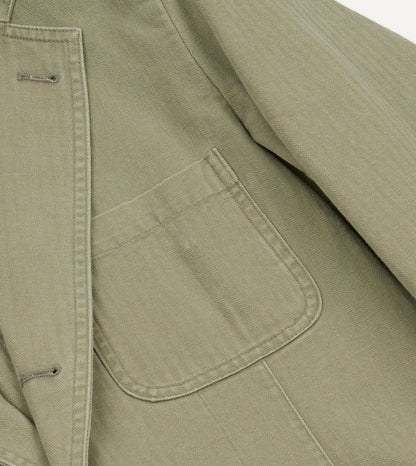Drake's Olive Herringbone Twill Cotton Games Blazer Mk. I