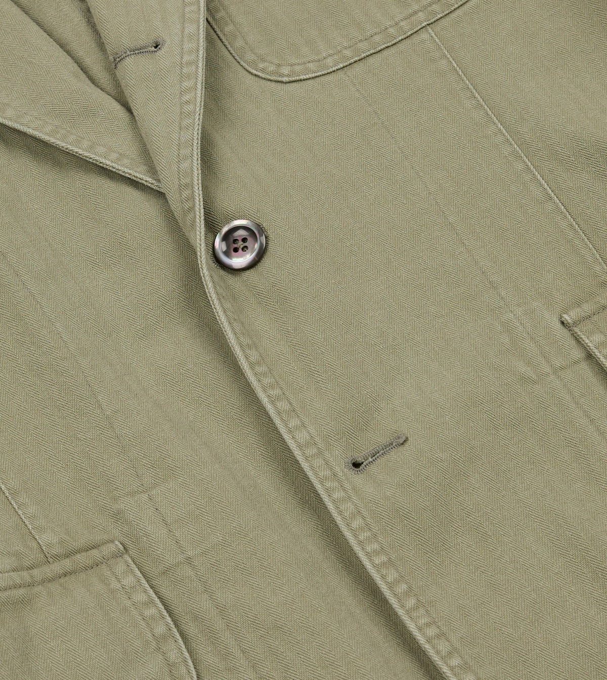 Drake's Olive Herringbone Twill Cotton Games Blazer Mk. I