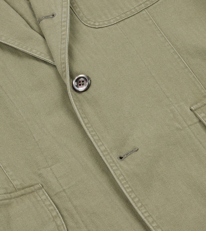 Drake's Olive Herringbone Twill Cotton Games Blazer Mk. I