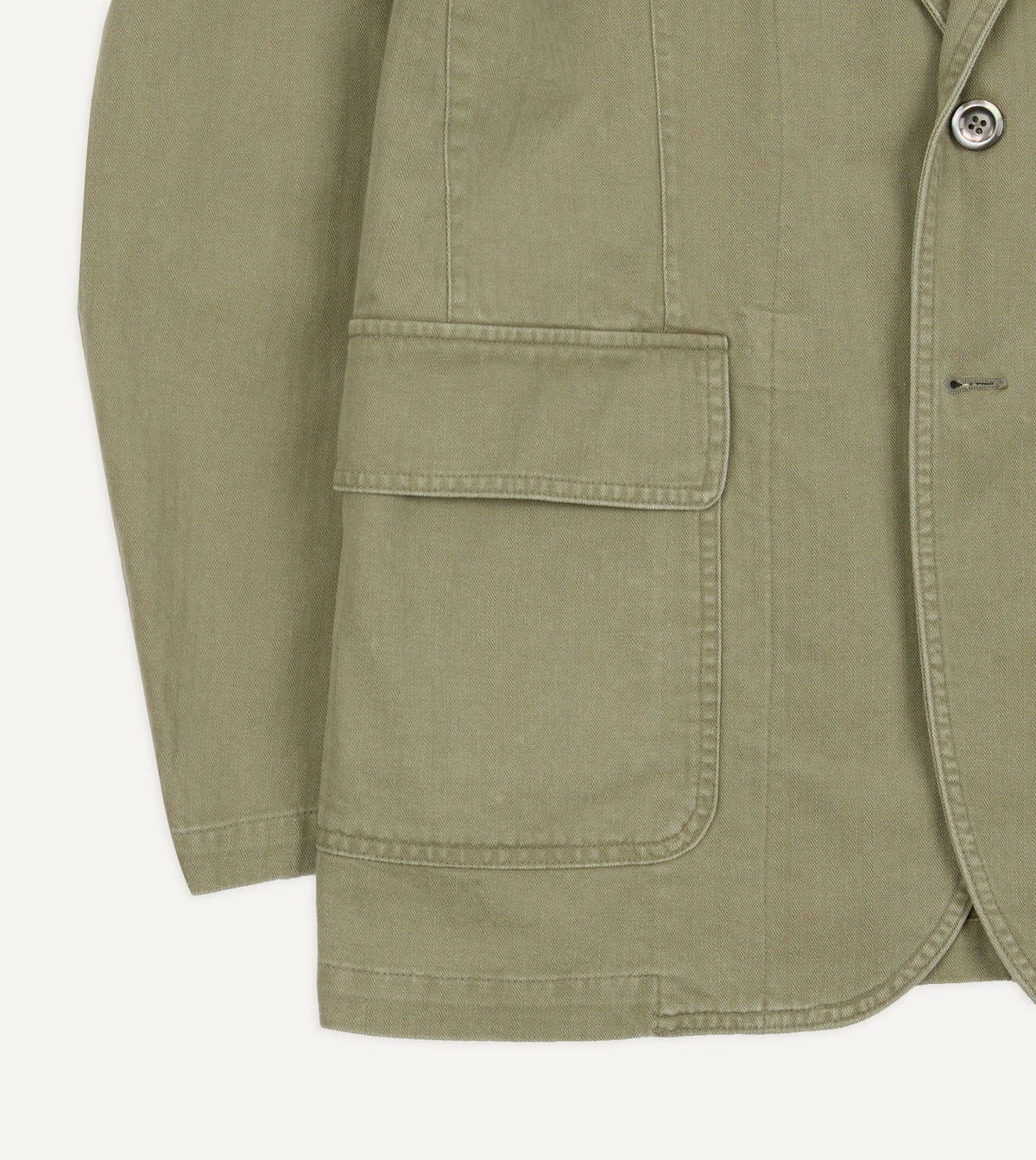 Drake's Olive Herringbone Twill Cotton Games Blazer Mk. I