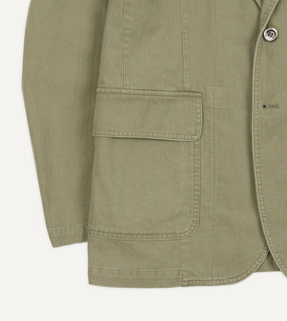 Drake's Olive Herringbone Twill Cotton Games Blazer Mk. I