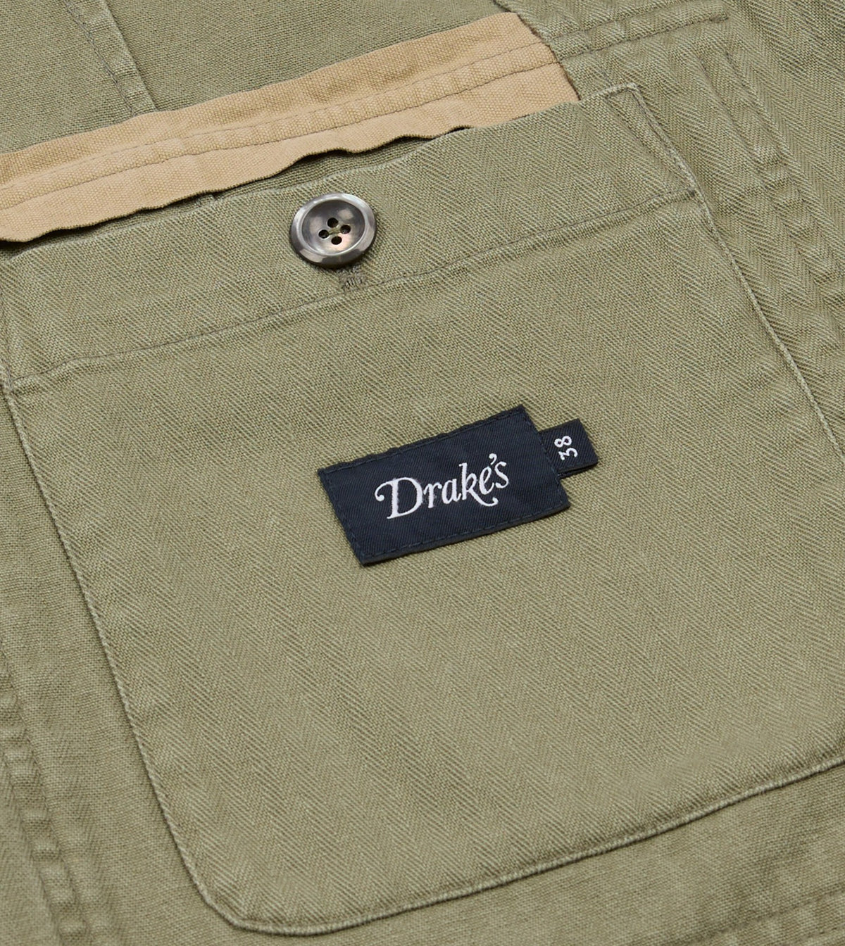Drake's Olive Herringbone Twill Cotton Games Blazer Mk. I