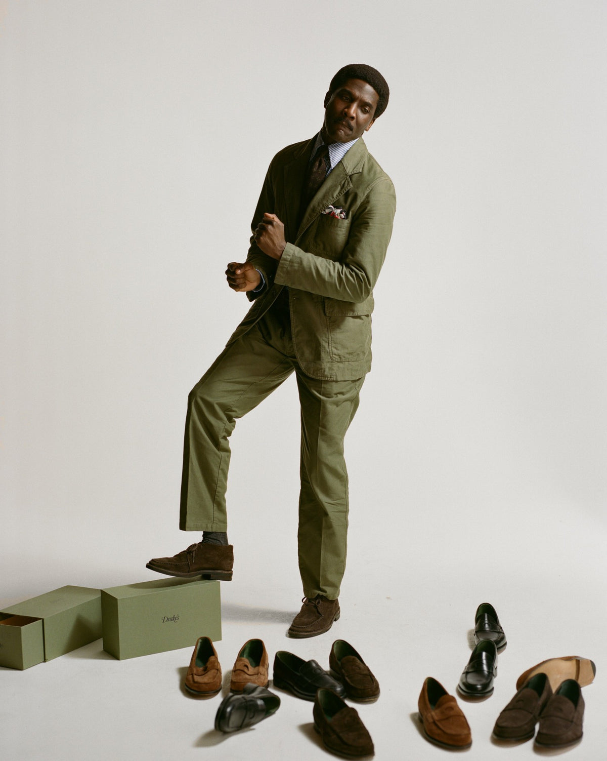 Drake's Olive Summer Moleskin Games Blazer Mk. I