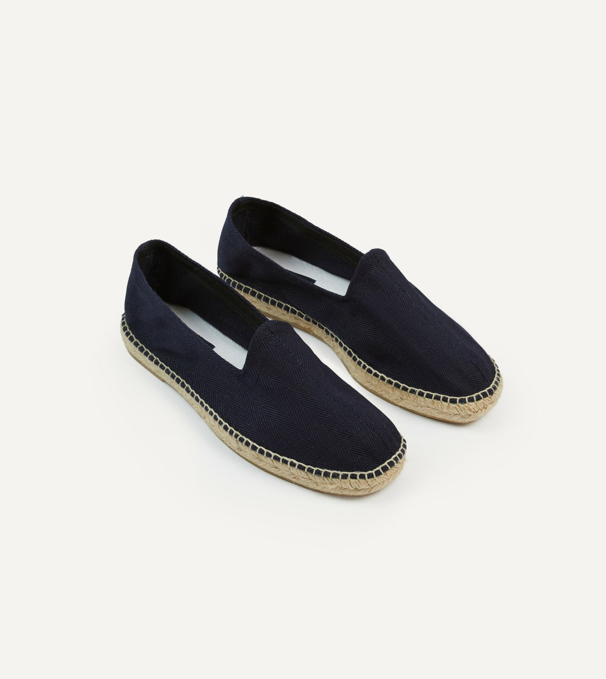 Drake's Navy Herringbone Cotton Espadrilles