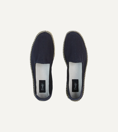Drake's Navy Herringbone Cotton Espadrilles