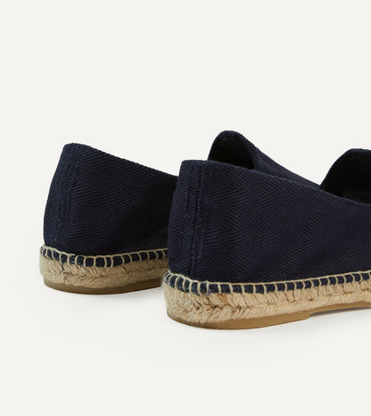 Drake's Navy Herringbone Cotton Espadrilles