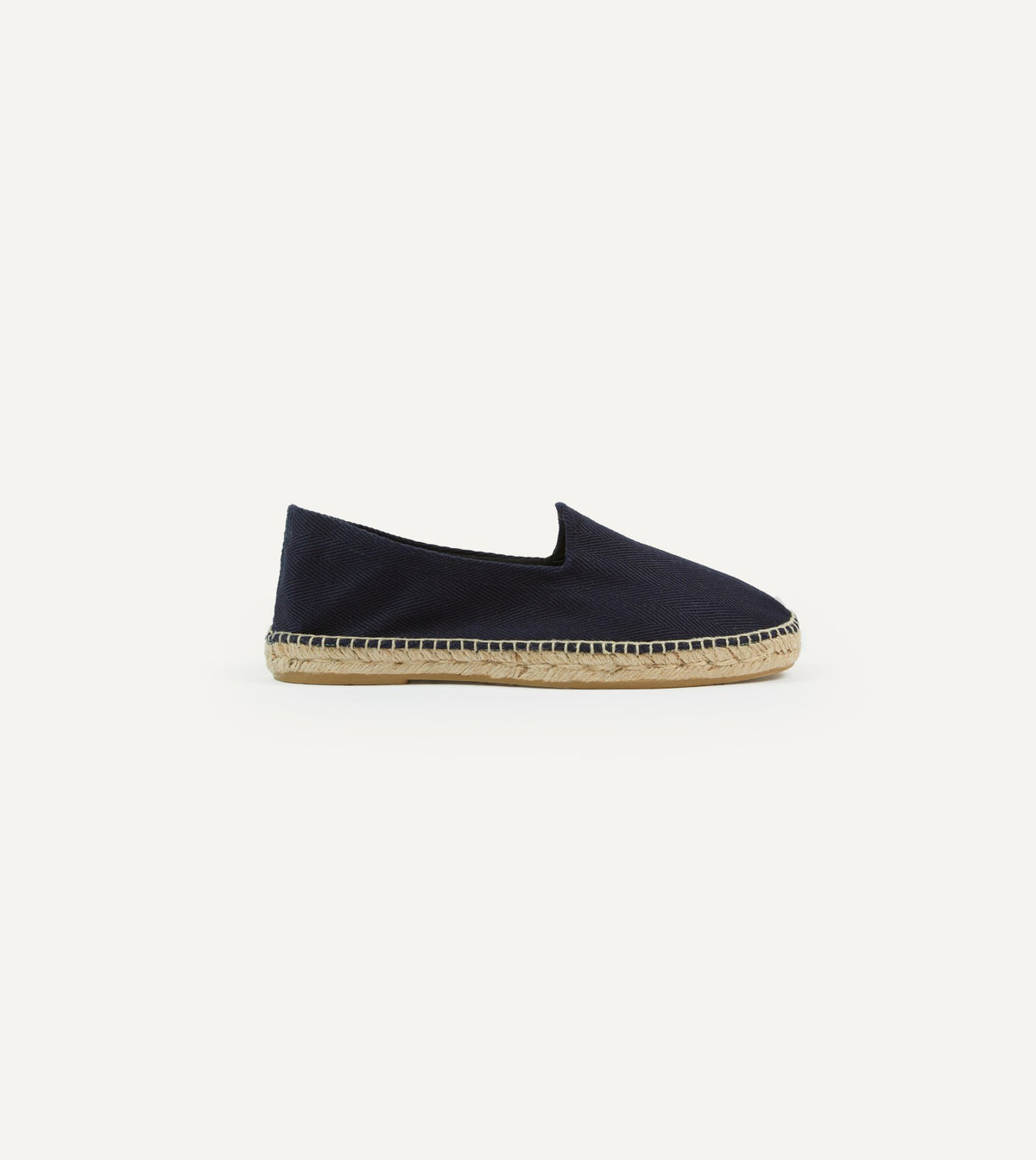 Drake's Navy Herringbone Cotton Espadrilles