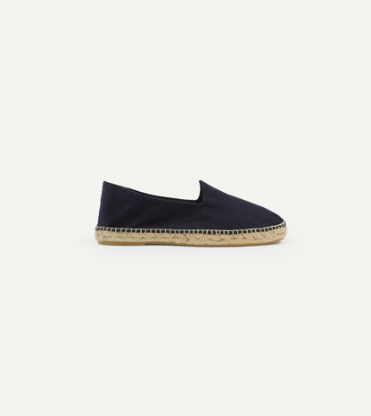 Drake's Navy Herringbone Cotton Espadrilles