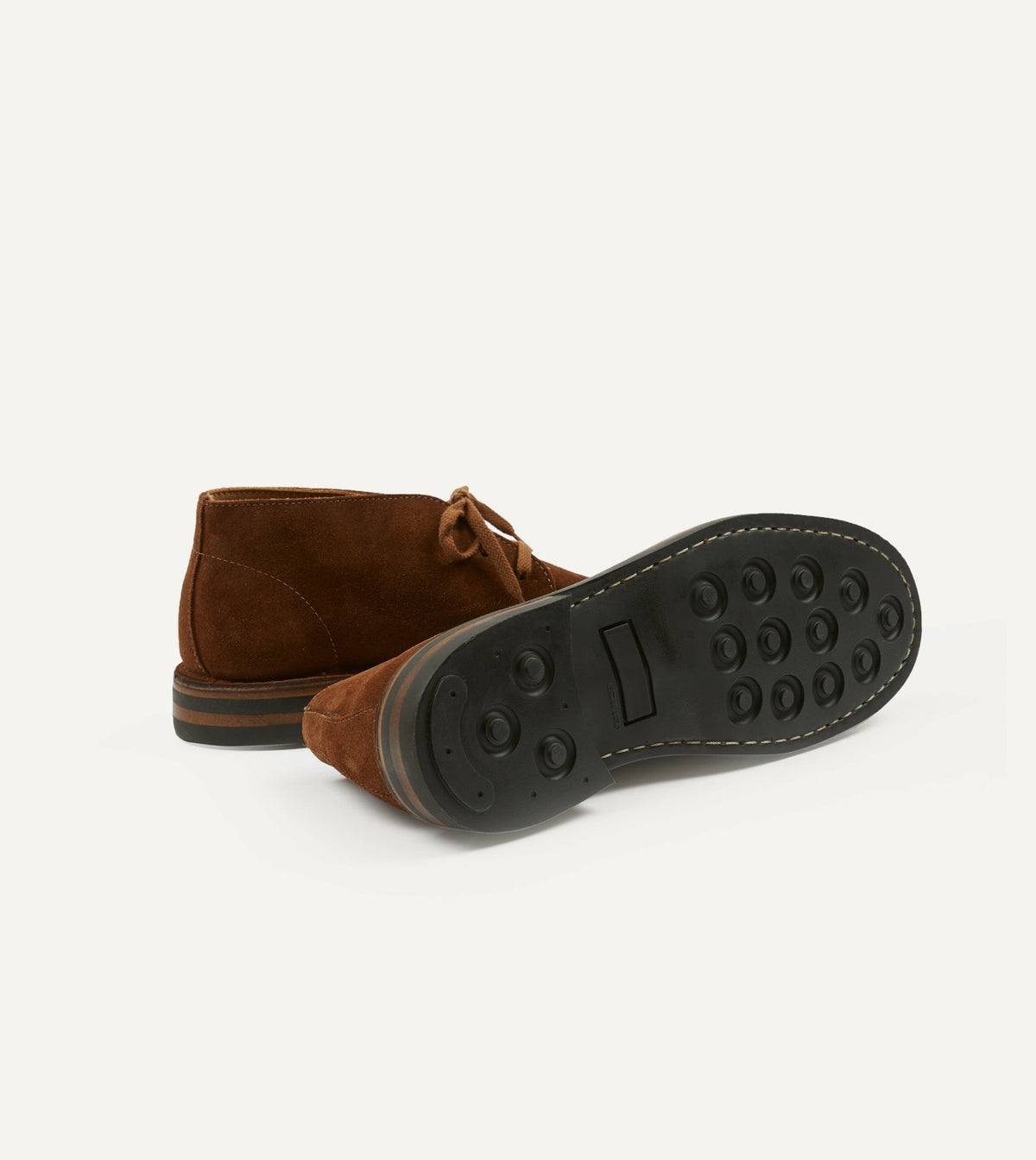 Drake's Crosby Moc-Toe Chukka Boot Light Brown Roughout Suede with Rubber Sole