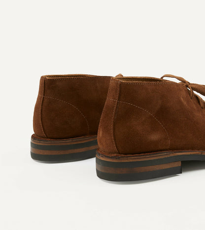 Drake's Crosby Moc-Toe Chukka Boot Light Brown Roughout Suede with Rubber Sole